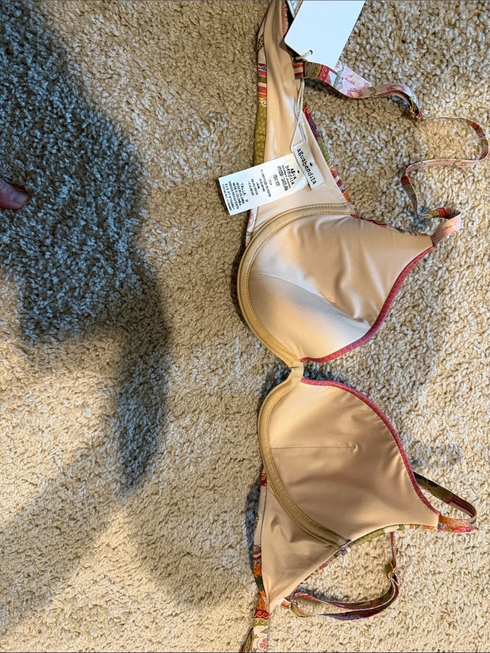 Agua Bendita Pink & Orange Paisley Underwire Bikini Top